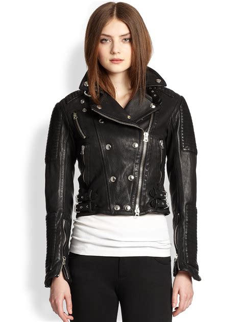 burberry brit black leather jacket|Burberry Brit jacket price.